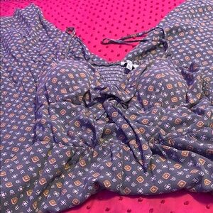 AUW Vibrant Purple and Orange Jumpsuit with Geometric Print